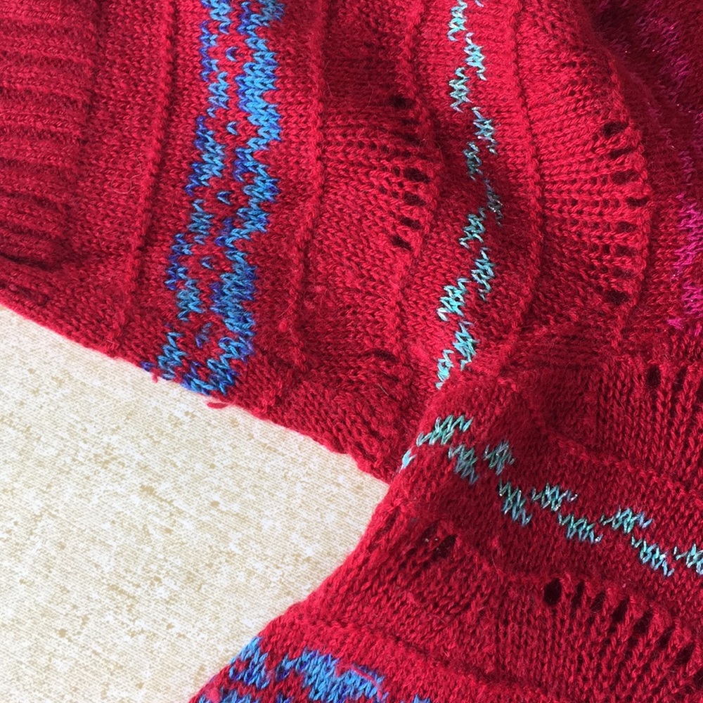 Free People Fair Isle Sweater Top Red Valentines - Picture 9 of 9